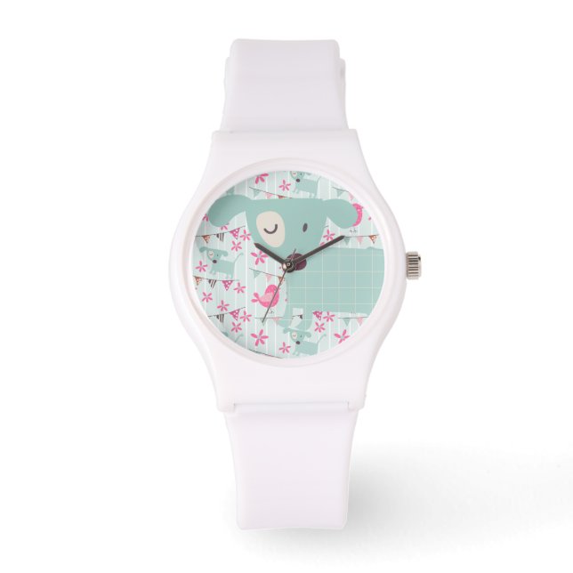 Reloj De Pulsera Aves, perros, carteles, flores (Anverso)