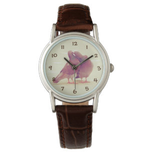 Reloj De Pulsera Aves retro besando a pichón