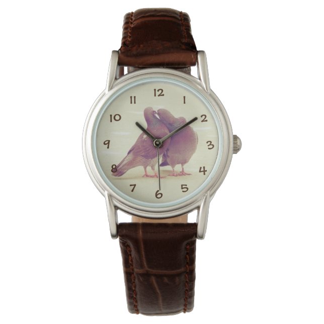Reloj De Pulsera Aves retro besando a pichón (Anverso)