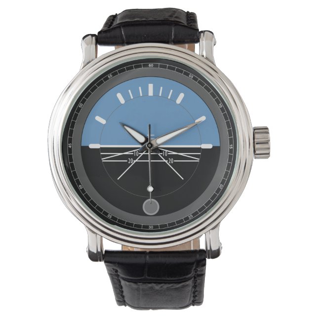 Reloj De Pulsera Aviación de Black Leather Watch para hombres (Anverso)