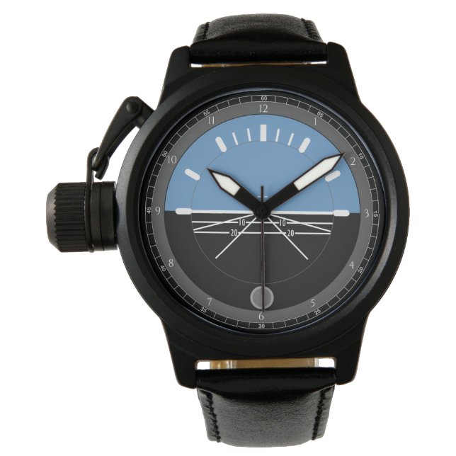 Reloj De Pulsera Aviación de Black Leather Watch para hombres (Anverso)