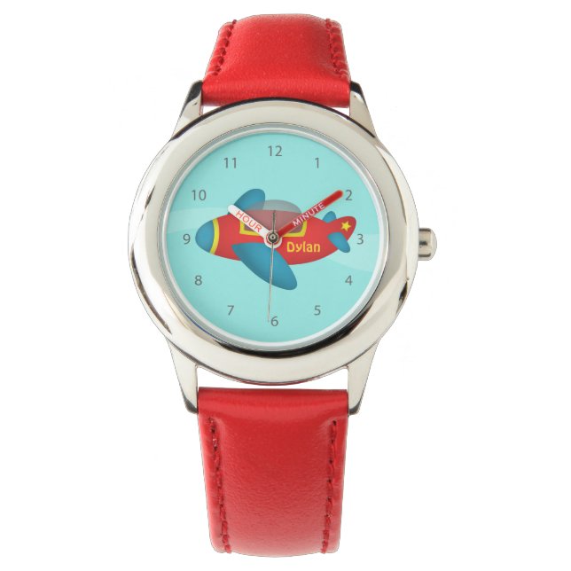 Reloj De Pulsera Avión de avión colorido para niños (Anverso)