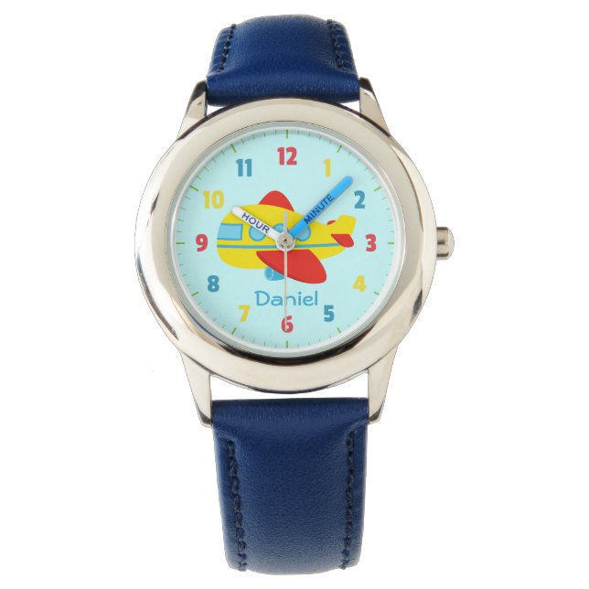 Reloj De Pulsera Avión de pasajeros limpio y colorido (Anverso)