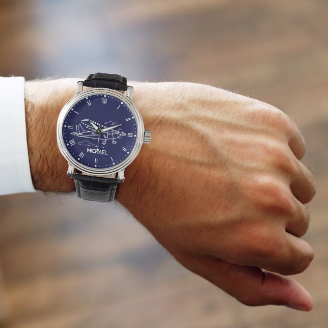 Reloj De Pulsera Avión Guay Cessna simple y nubes, regalo de Person (Subido por el creador)