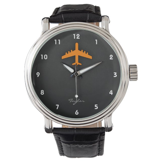 Reloj De Pulsera Avión naranja (Anverso)