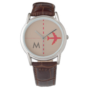 Reloj De Pulsera avión rojo con inicial