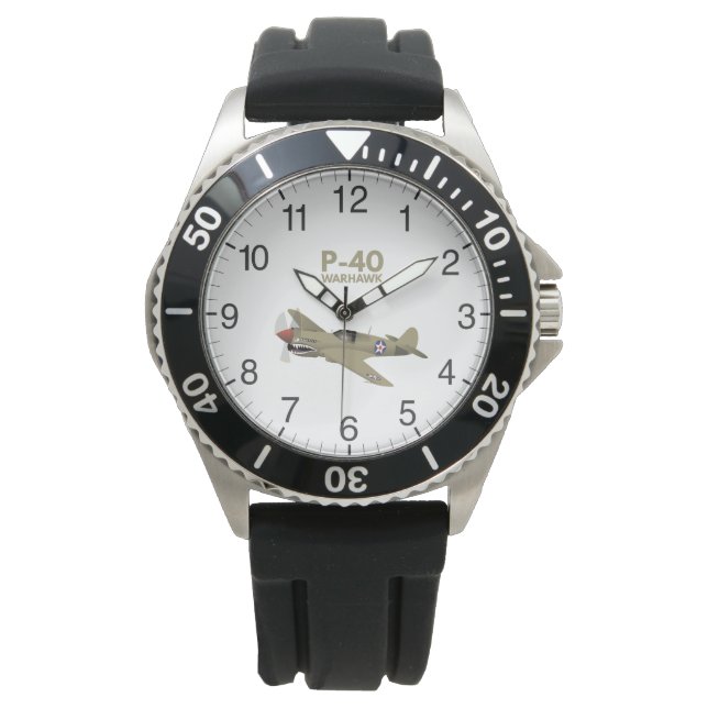 Reloj De Pulsera Avión Warhawk P-40 WW2 (Anverso)