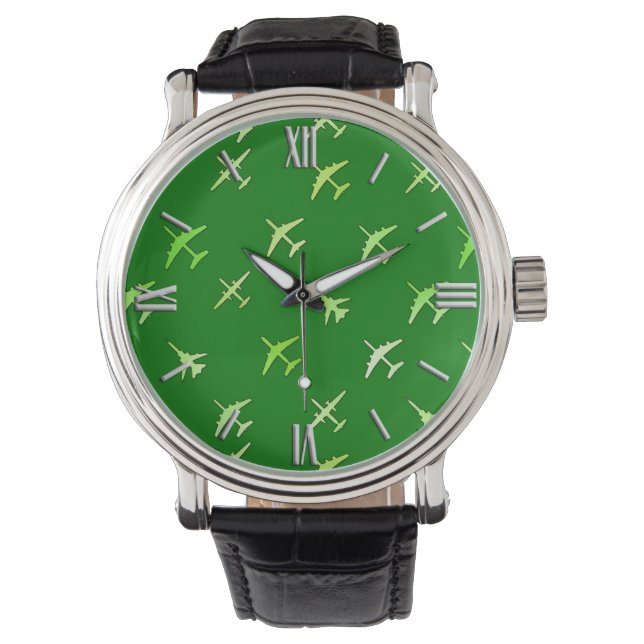 Reloj De Pulsera Aviones de combate, en verde forestal (Anverso)