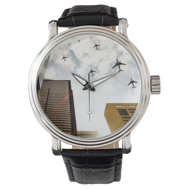 Reloj De Pulsera Aviones sobrevolando edificios (Anverso)