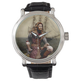 Reloj De Pulsera Aviso de escritura de arte pirata y pirata