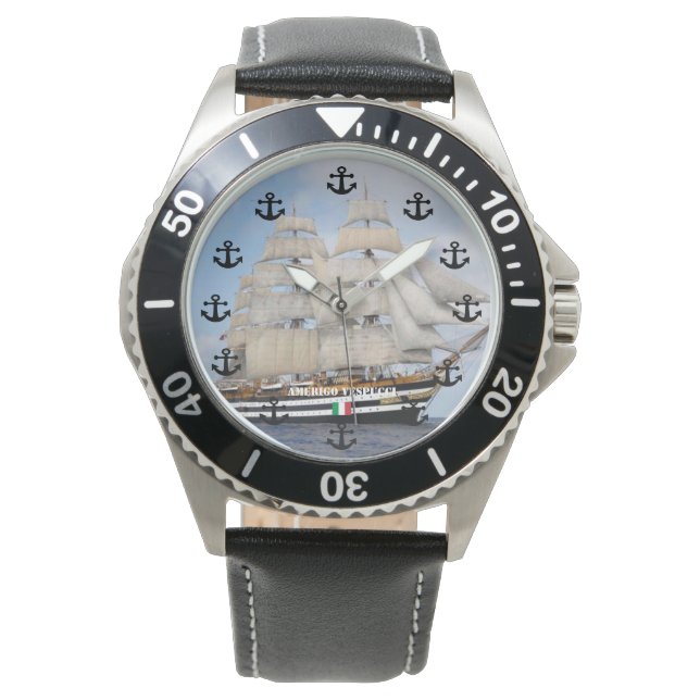 Reloj De Pulsera Aviso de la muñeca del barco de altura de Amerigo  (Anverso)