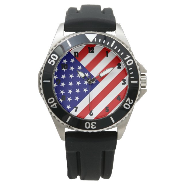Reloj De Pulsera Aviso de números negros de grasa de la bandera de  (Anverso)