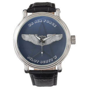 Reloj De Pulsera Aviso personalizado de Wings Pilot de la Fuerza Aé