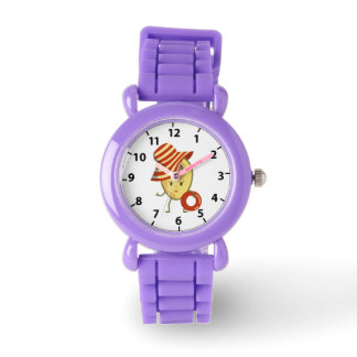 Reloj De Pulsera Avocado beach girl with sun hat and swim ring