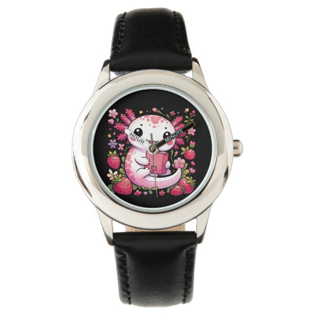 Reloj De Pulsera Axolotl Bebe Fresa Japonesa (Anverso)