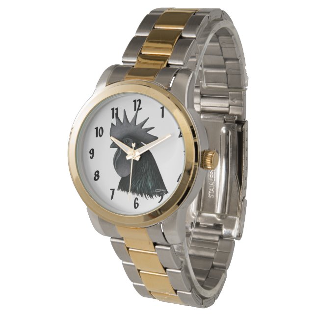 Reloj De Pulsera Ayam Cemani Rooster Head (Angular)