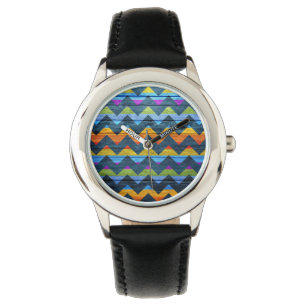 Reloj De Pulsera Aztec Chevron Wood Resumen Art #6