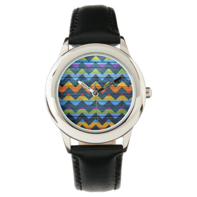 Reloj De Pulsera Aztec Chevron Wood Resumen Art #6 (Anverso)