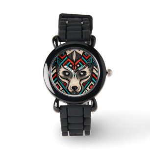 Reloj De Pulsera Aztec Wolf Face