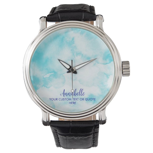 Reloj De Pulsera Azul azul cielo de nubes (Anverso)