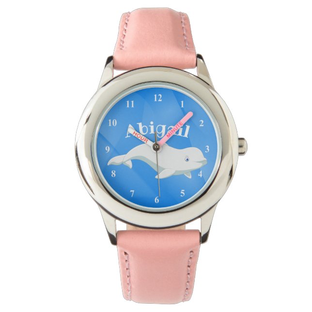 Reloj De Pulsera Azul ballena Beluga personalizado, océano Ártico b (Anverso)