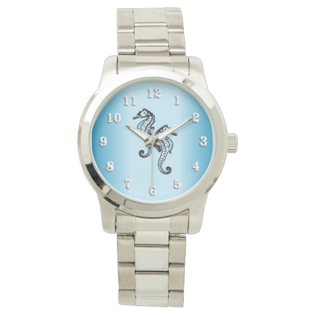 Reloj De Pulsera Azul caballito de mar (Anverso)
