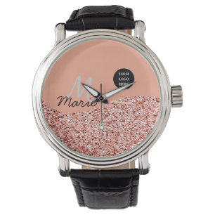 Reloj De Pulsera azul chispa añadir el texto del logotipo gracias a