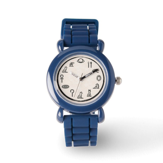 Reloj de pulsera azul con números arábigos moderno (Anverso)