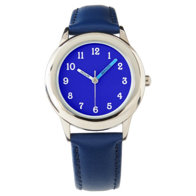 Reloj De Pulsera Azul con números blancos (Anverso)