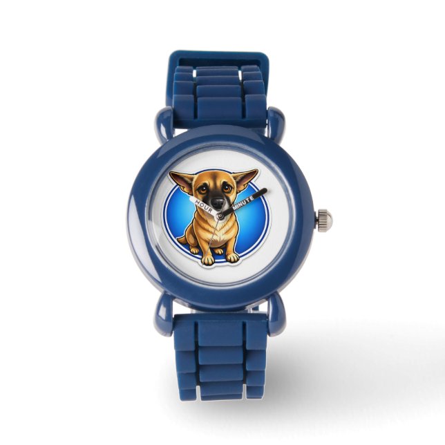 Reloj de pulsera azul de cachorro lindo para niños (Anverso)