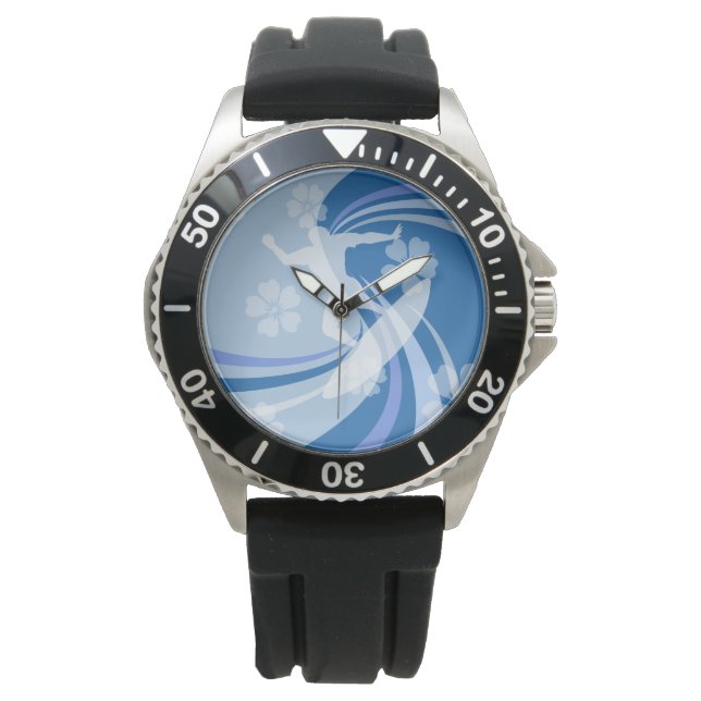 Reloj De Pulsera Azul de surf tropical (Anverso)
