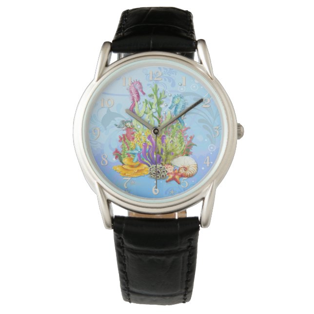 Reloj De Pulsera Azul de vida marina tropical (Anverso)