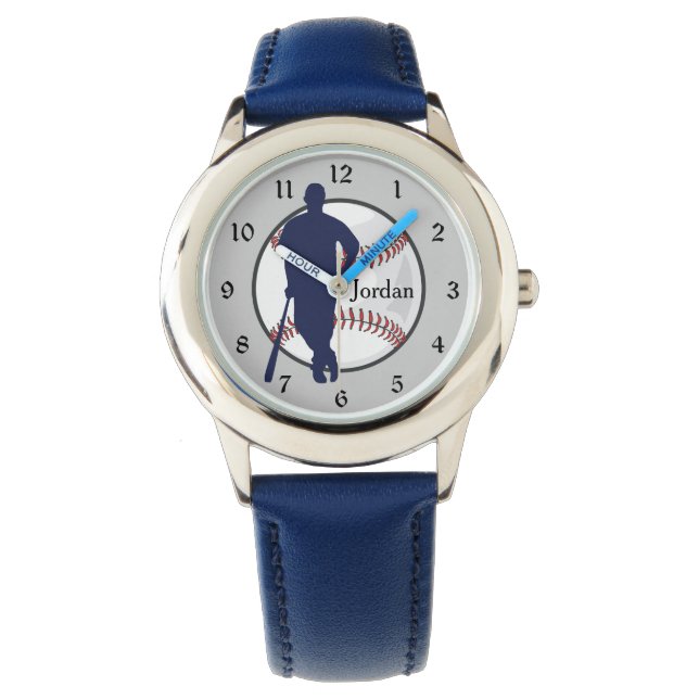 Reloj De Pulsera Azul del jugador de béisbol (Anverso)