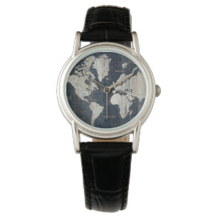 Reloj De Pulsera Azul del mapa de Viejo Mundo