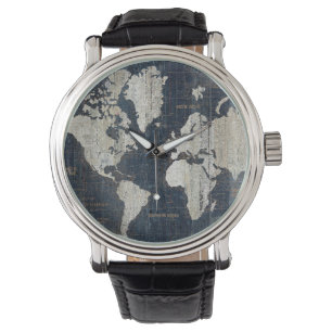 Reloj De Pulsera Azul del mapa de Viejo Mundo