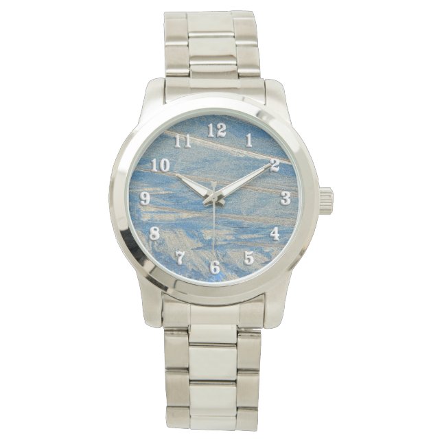 Reloj De Pulsera Azul escarpado con números blancos (Anverso)