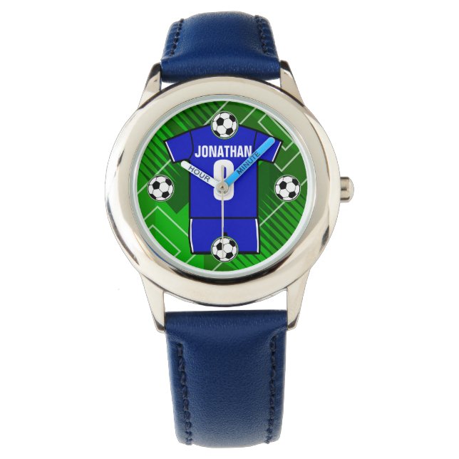 Reloj De Pulsera Azul Jersey de fútbol personalizado con blanco (Anverso)
