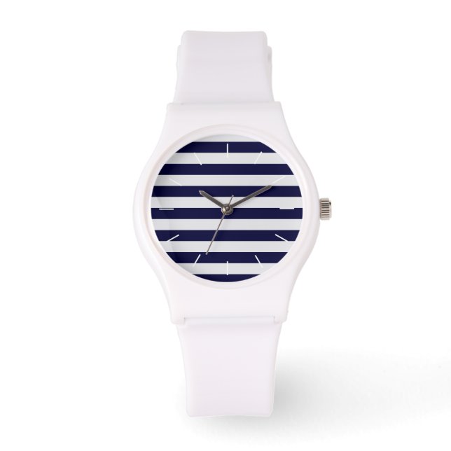 Reloj De Pulsera Azul marino/franja blanca Náutica (Anverso)