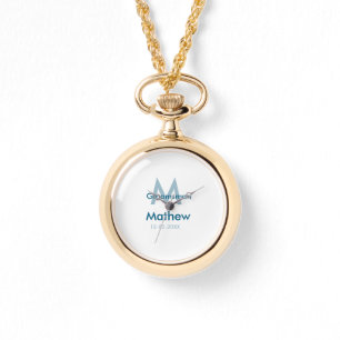 Reloj De Pulsera azul marino groomsman nombre letra fecha masculino