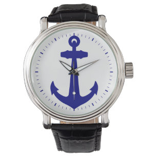 Reloj De Pulsera Azul marino sobre ancla costera blanca
