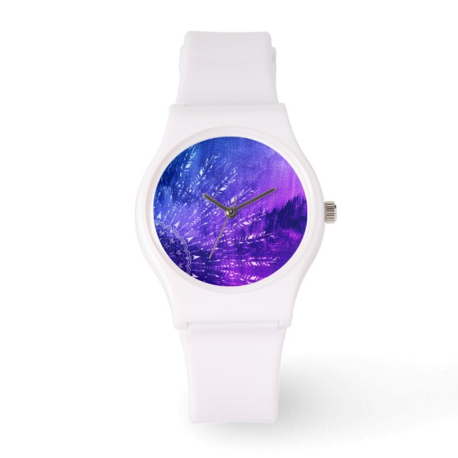 Reloj De Pulsera Azul morado Mandala nubes Boho Bohemian (Anverso)