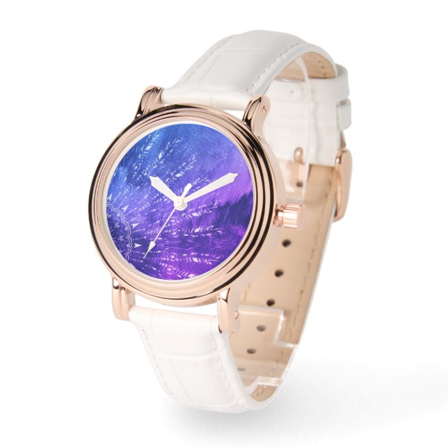 Reloj De Pulsera Azul morado Mandala nubes Boho Bohemian (Ángulo)