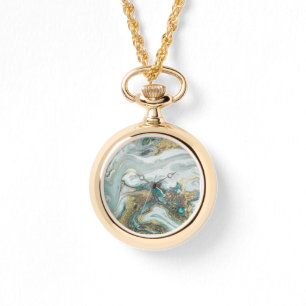 RELOJ DE PULSERA AZUL OPAL MARBLE SPARKLE GOLD BAND WATCH