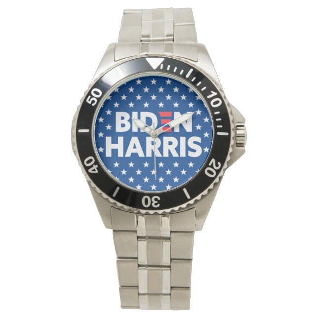 Reloj De Pulsera Azul patrón de estrellas blancas Biden / Harris (Anverso)