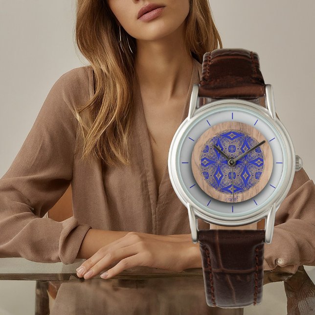 Reloj De Pulsera Azul Real y Madera refinaron elegante (Subido por el creador)