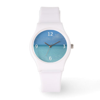 Reloj De Pulsera Azul turquesa tropical del horizonte del Caribe