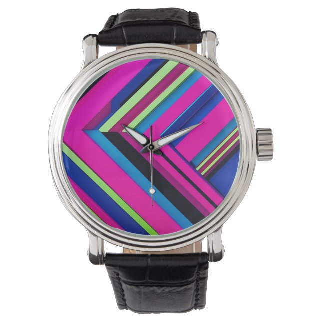 Reloj De Pulsera Azul y rosa eléctricos (Anverso)