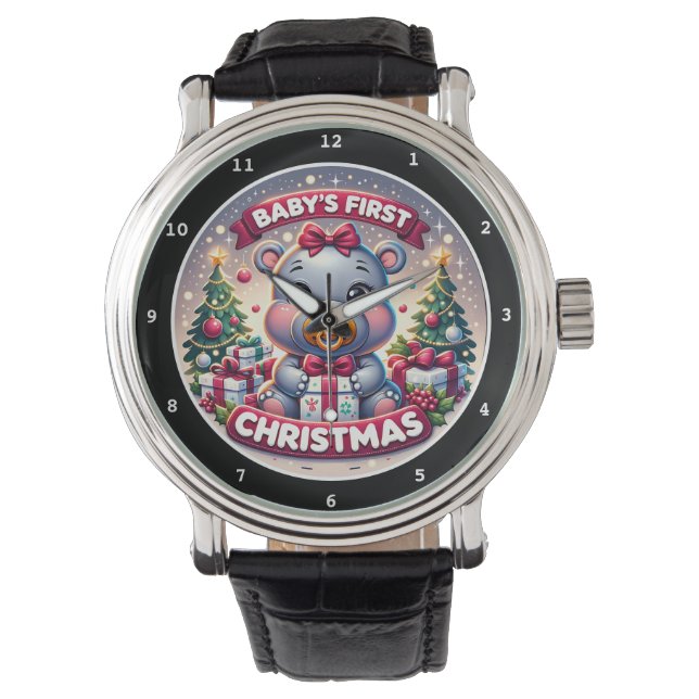 Reloj De Pulsera Baby's First Christmas Bear Decorative (Anverso)