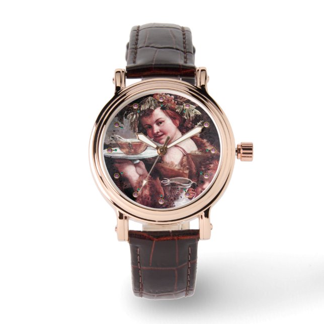 RELOJ DE PULSERA BACCHUS, GRAPAS Y VINO BLANCO (Anverso)