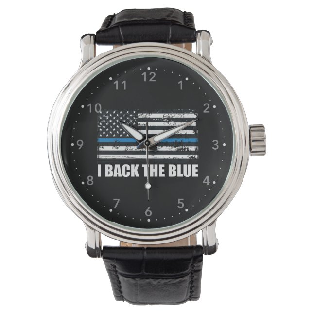 Reloj De Pulsera Back the Blue Thin blue line USA Flag MAGA WWG1WA (Anverso)